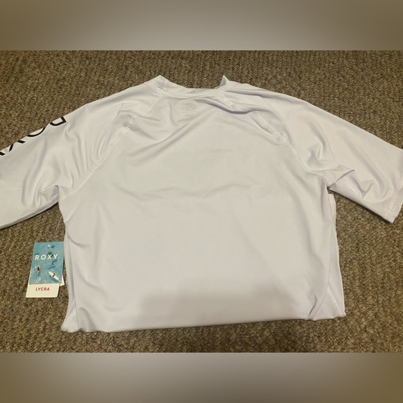 NWT Roxy Women's Rash Guard Short Sleeve Sun Protection Swim Shirt-Quick Dry - Picture 2 of 3